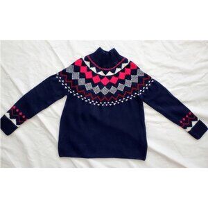 Vince Camuto Soft Cozy Fair Isle Mock Neck Sweater Blue - Size S